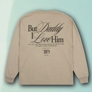 Taylor Swift TTPD But Daddy I Love Him Beige LongSleeve Tshirt NEW